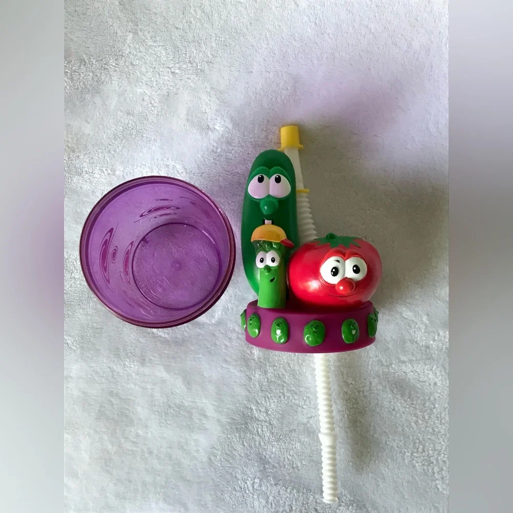 Vintage Y2K Veggie Tales Water Bottle Sippy Cup Zak Designs Plastic